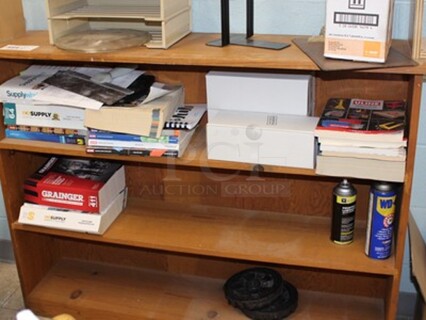 ALL ONE MONEY! Wooden Bookshelf and Contents! 47x11x38