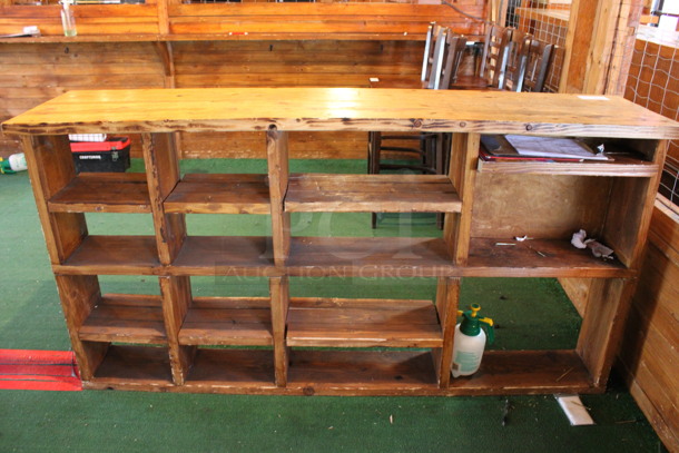 Wooden Table w/ Under Shelves. 78x18.5x41.5. (dining room)