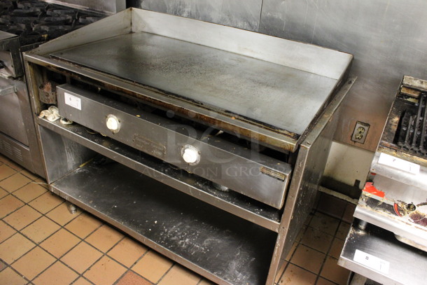 Keating Stainless Steel Commercial Chrome Top Flat Top Griddle on Stainless Steel Equipment Stand. 51x32x41. (kitchen) - Image 4 of 6