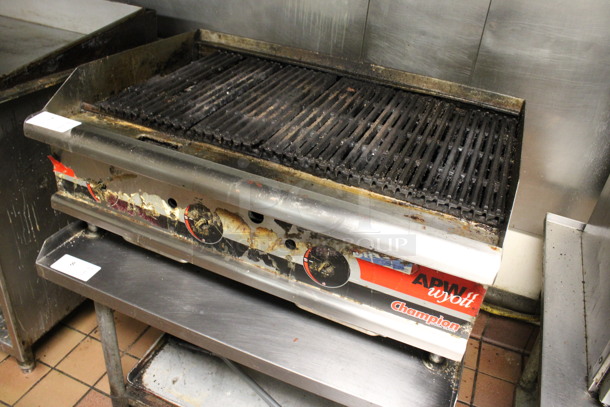 APW Wyott Champion Stainless Steel Commercial Countertop Natural Gas Powered Charbroiler Grill. 36x25x17. (kitchen) - Image 4 of 6