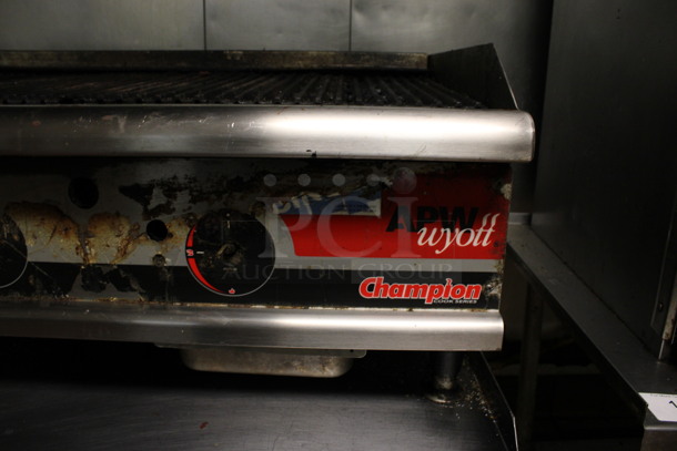 APW Wyott Champion Stainless Steel Commercial Countertop Natural Gas Powered Charbroiler Grill. 36x25x17. (kitchen) - Image 6 of 6