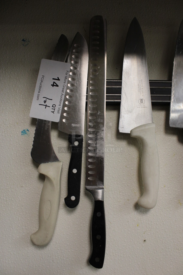 ALL ONE MONEY! Lot of 10 Various Stainless Steel Knives and Wall Mount Magnetic Strip! BUYER MUST REMOVE. (kitchen) - Image 2 of 5
