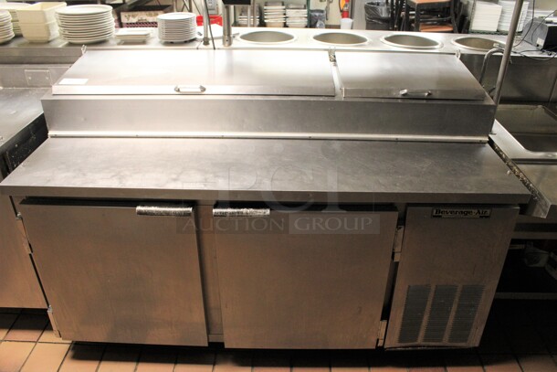 Beverage Air Model DP67 Stainless Steel Commercial Prep Table Bain Marie on Commercial Casters. 115 Volts, 1 Phase. 67x32x44. (kitchen)