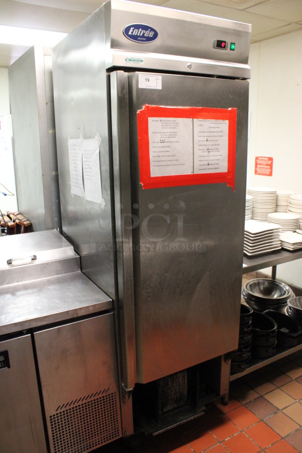 Entree Model CF1 Stainless Steel Commercial Single Door Reach In Freezer w/ Poly Coated Racks on Commercial Casters. 115 Volts, 1 Phase. (kitchen)