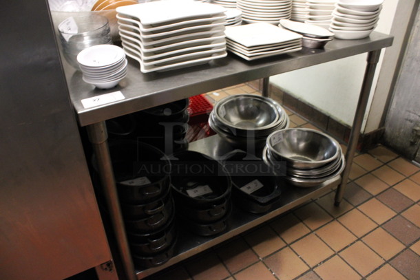 Stainless Steel Commercial Table w/ Metal Under Shelf. Does Not Include Contents. 48x30x36. (kitchen) - Image 2 of 3