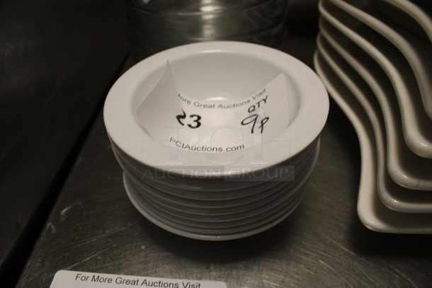 ALL ONE MONEY! Lot of 9 Thunder Group White Poly Bowls! 5x5x1.5. (kitchen) - Image 1 of 3