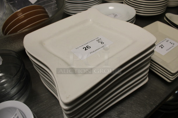 8 White Ceramic Plates. 10.5x10.5x1. 8 Times Your Bid! (kitchen) - Image 2 of 4