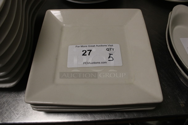 5 White Ceramic Square Plates. 8.5x8.5x1. 5 Times Your Bid! (kitchen)