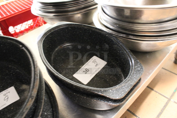 2 Black Metal Oval Steamer Pot w/ White Speckle Pattern. 13x8x3.5. 2 Times Your Bid! (kitchen) - Image 3 of 3