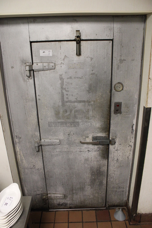 Harford Walk In Combo Box w/ 3 Doors, 2 Condensers and 2 Compressors. Does Not Have Floor. Does Not Come w/ Contents. BUYER MUST REMOVE. 21'x7'x7' Cooler and 6.5'x7'x7' Freezer. 27.5'x7'x7'. (kitchen) - Image 1 of 12