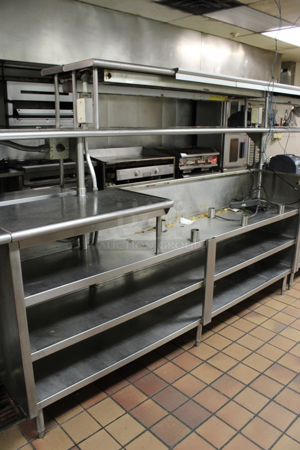 Stainless Steel Commercial Prep Station w/ Steam Table, Under Shelves and Double Over Shelf. Does Not Come w/ Contents. BUYER MUST REMOVE. 261x54x69 (kitchen) - Image 2 of 7