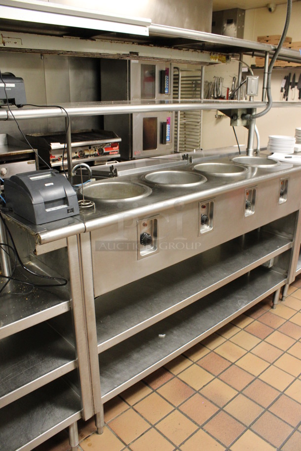 Stainless Steel Commercial Prep Station w/ Steam Table, Under Shelves and Double Over Shelf. Does Not Come w/ Contents. BUYER MUST REMOVE. 261x54x69 (kitchen) - Image 3 of 7