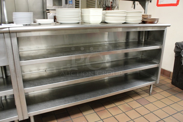Stainless Steel Commercial Prep Station w/ Steam Table, Under Shelves and Double Over Shelf. Does Not Come w/ Contents. BUYER MUST REMOVE. 261x54x69 (kitchen) - Image 4 of 7