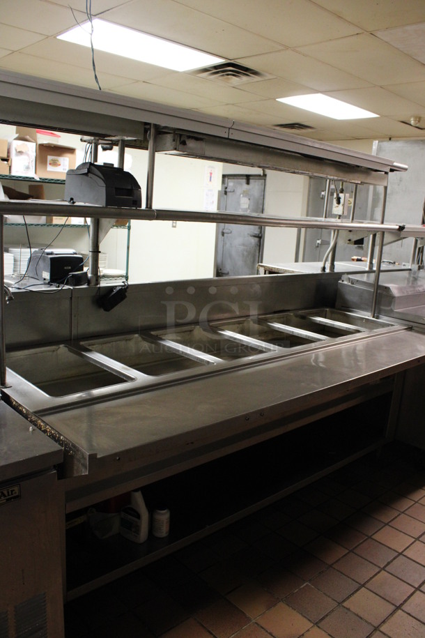 Stainless Steel Commercial Prep Station w/ Steam Table, Under Shelves and Double Over Shelf. Does Not Come w/ Contents. BUYER MUST REMOVE. 261x54x69 (kitchen) - Image 5 of 7