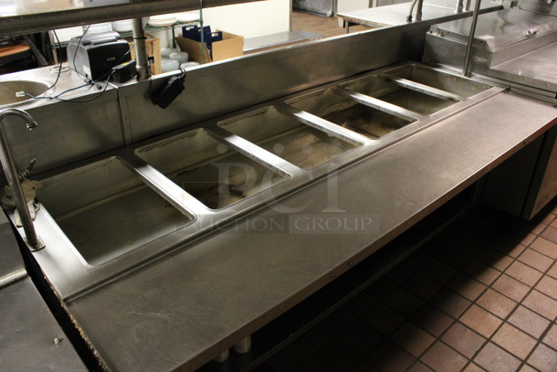 Stainless Steel Commercial Prep Station w/ Steam Table, Under Shelves and Double Over Shelf. Does Not Come w/ Contents. BUYER MUST REMOVE. 261x54x69 (kitchen) - Image 6 of 7