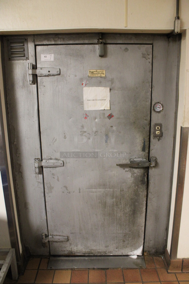 Harford Walk In Combo Box w/ 3 Doors, 2 Condensers and 2 Compressors. Does Not Have Floor. Does Not Come w/ Contents. BUYER MUST REMOVE. 21'x7'x7' Cooler and 6.5'x7'x7' Freezer. 27.5'x7'x7'. (kitchen) - Image 8 of 12