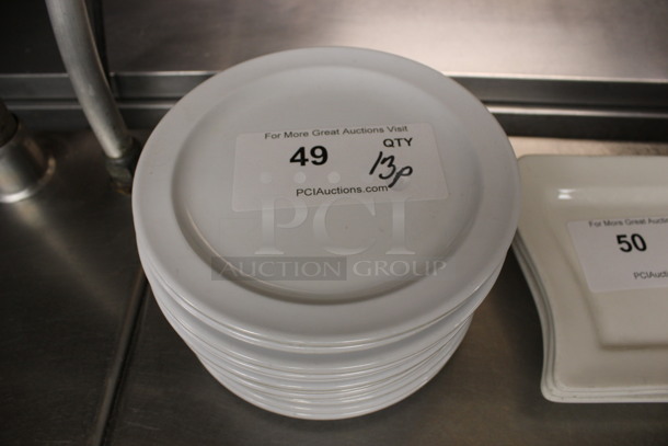 ALL ONE MONEY! Lot of 13 White Poly Plates! 7.5x7.5x1. (kitchen) - Image 1 of 3