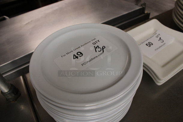 ALL ONE MONEY! Lot of 13 White Poly Plates! 7.5x7.5x1. (kitchen) - Image 2 of 3