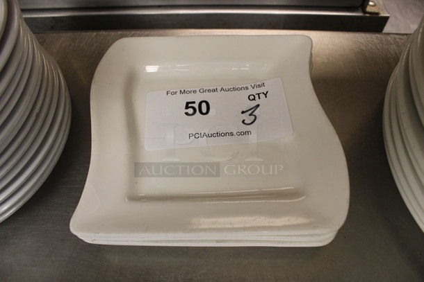 3 White Ceramic Plates. 6.5x6.5x1. 3 Times Your Bid! (kitchen)
