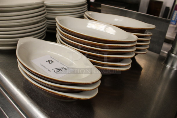15 White and Brown Ceramic Single Serving Casserole Dishes. 10x5x1.5. 15 Times Your Bid! (kitchen) - Image 2 of 3