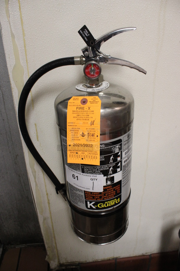 K Guard Wet Chemical Fire Extinguisher. BUYER MUST REMOVE. 7x8x22. (kitchen) - Image 1 of 4