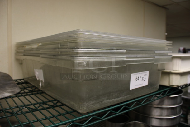 ALL ONE MONEY! Lot of 3 Clear Poly Bins w/ 2 Lids. 18x26x6. (kitchen) - Image 2 of 3