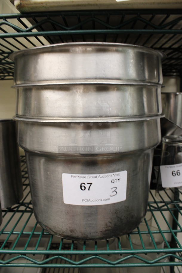 3 Stainless Steel Cylindrical Drop In Bins. 11x11x8.5. 3 Times Your Bid! (kitchen)