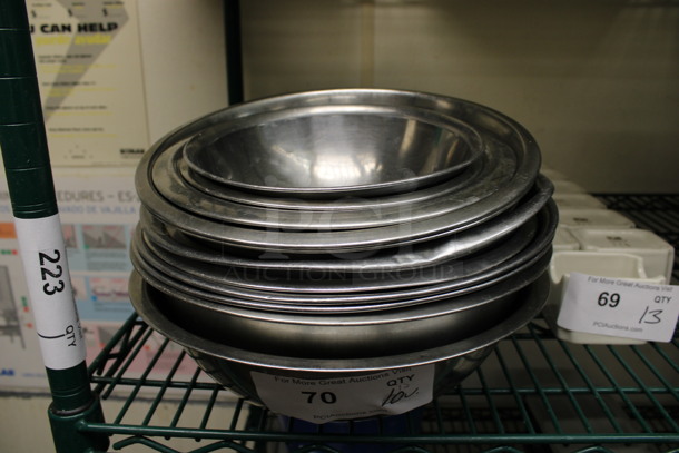 12 Various Metal Bowls. Includes 11.5x11.5x4. 12 Times Your Bid! (kitchen)