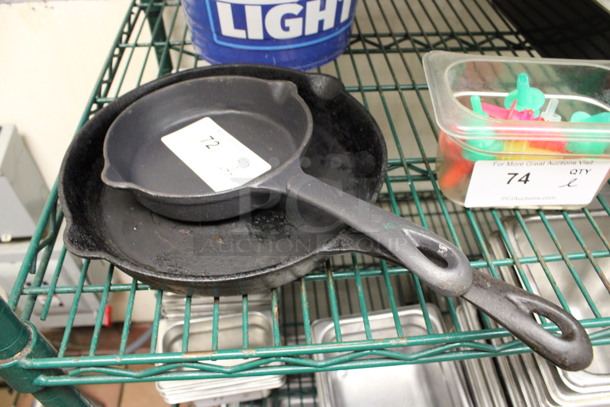 2 Cast Iron Skillets. 16x11x2, 13x7.5x1.5. 2 Times Your Bid! (kitchen)