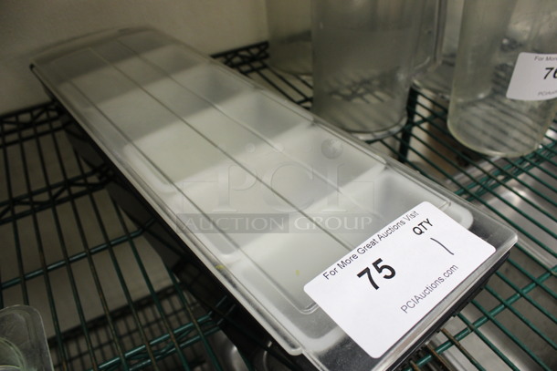 Black and Clear Poly Bar Topping Rail w/ 6 White Poly Bins. 19.5x6x4.5. (kitchen) - Image 2 of 3