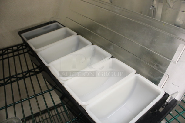 Black and Clear Poly Bar Topping Rail w/ 6 White Poly Bins. 19.5x6x4.5. (kitchen) - Image 3 of 3