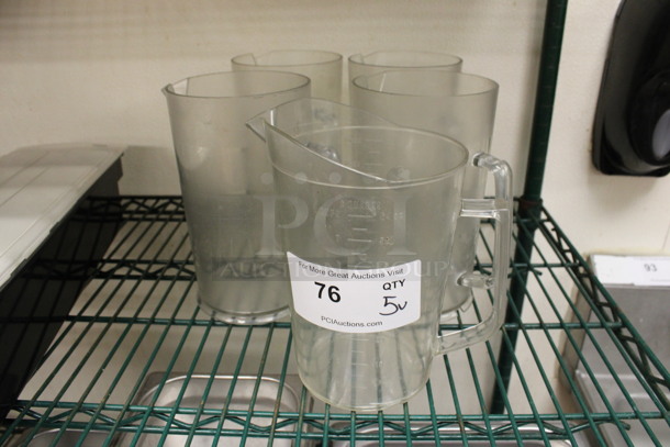 ALL ONE MONEY! Lot of 5 Various Clear Poly Pitchers! Includes 6.5x5x8.5. (kitchen)