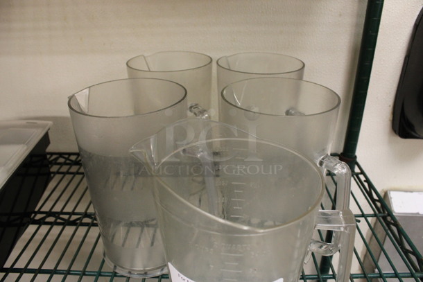 ALL ONE MONEY! Lot of 5 Various Clear Poly Pitchers! Includes 6.5x5x8.5. (kitchen) - Image 2 of 3