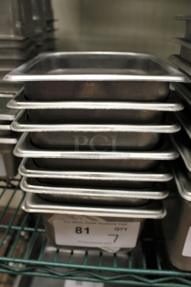 7 Stainless Steel 1/6 Size Drop In Bins. 1/6x4. 7 Times Your Bid! (kitchen)