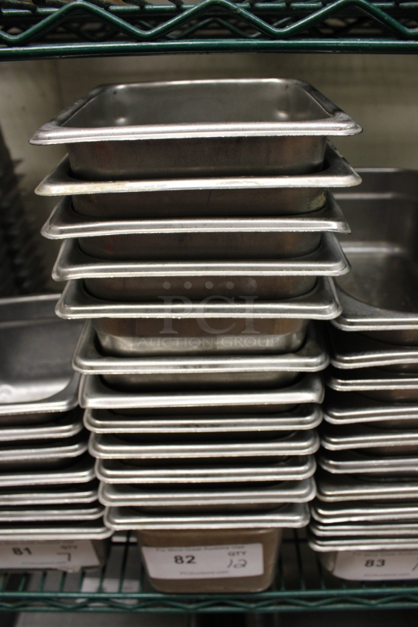 12 Stainless Steel 1/6 Size Drop In Bins. 1/6x6. 12 Times Your Bid! (kitchen)