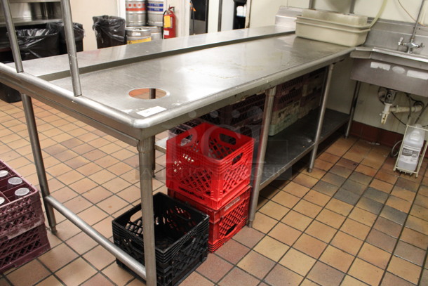 Stainless Steel Commercial L Shaped Left Side Dirty Side Dishwasher Table w/ Sink Bay, Over Shelf and Under Shelf. BUYER MUST REMOVE. 108x78x65. Bay 21x21x7. (kitchen) - Image 3 of 6