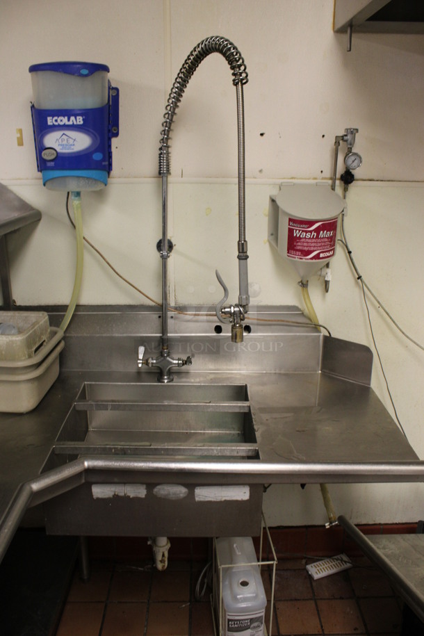Stainless Steel Commercial L Shaped Left Side Dirty Side Dishwasher Table w/ Sink Bay, Over Shelf and Under Shelf. BUYER MUST REMOVE. 108x78x65. Bay 21x21x7. (kitchen) - Image 4 of 6