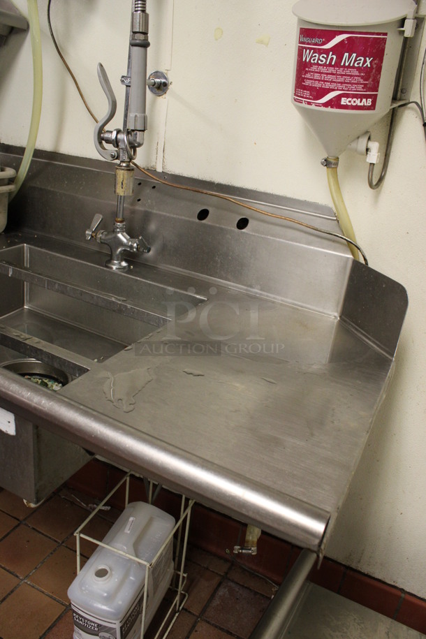 Stainless Steel Commercial L Shaped Left Side Dirty Side Dishwasher Table w/ Sink Bay, Over Shelf and Under Shelf. BUYER MUST REMOVE. 108x78x65. Bay 21x21x7. (kitchen) - Image 5 of 6