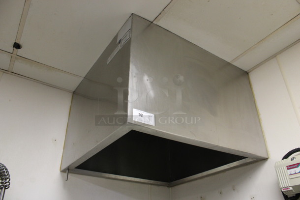 3' Stainless Steel Commercial Steam Hood. BUYER MUST REMOVE. 36x36x24. (kitchen)