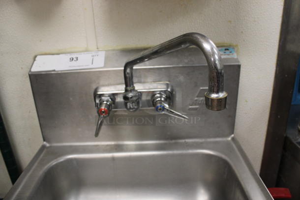 Stainless Steel Commercial Single Bay Wall Mount Sink w/ Faucet and Handles. BUYER MUST REMOVE. 17x15.5x18. (kitchen) - Image 3 of 4