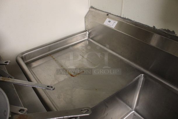 Stainless Steel Commercial 2 Bay Sink w/ Left Side Drainboard, Faucet and Handles. BUYER MUST REMOVE. 66.5x26.5x42. Bays 19x20x14. Drainboard 22x22x2. (kitchen) - Image 3 of 5