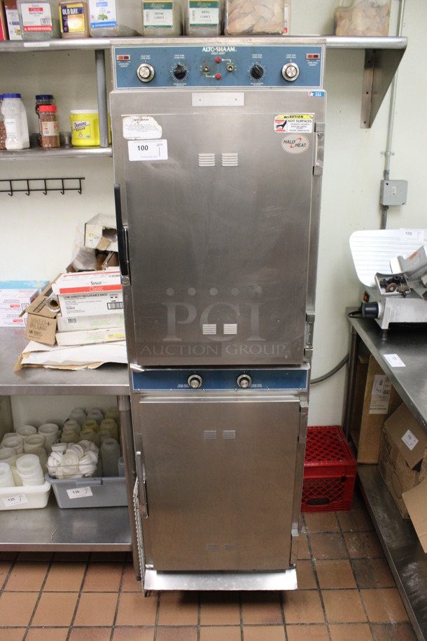 Alto Shaam Model 1000-TH/I Stainless Steel Commercial 2 Half Size Door Cook N Hold Oven on Commercial Casters. 22.5x31x76. (kitchen)