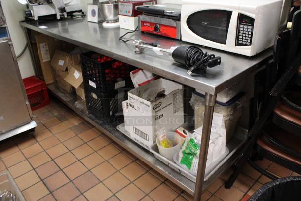 Stainless Steel Commercial Table w/ Under Shelf. Does Not Include Contents. 96x30x36. (kitchen)