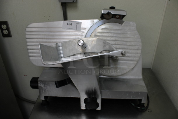 Metal Commercial Countertop Meat Slicer w/ Blade Sharpener. 115 Volts, 1 Phase. 26x19x16