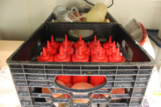 ALL ONE MONEY! Lot of 4 Bins of Various Poly Condiment Bottles! Includes 2.5x2.5x8. (kitchen) - Image 2 of 4