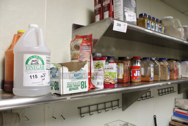 ALL ONE MONEY! Lot of Various Seasonings Including Vinegar, Almonds, Cajun, Black Pepper, Peanut Butter and Coriander. (kitchen)