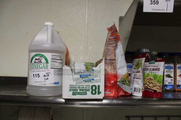 ALL ONE MONEY! Lot of Various Seasonings Including Vinegar, Almonds, Cajun, Black Pepper, Peanut Butter and Coriander. (kitchen) - Image 2 of 6