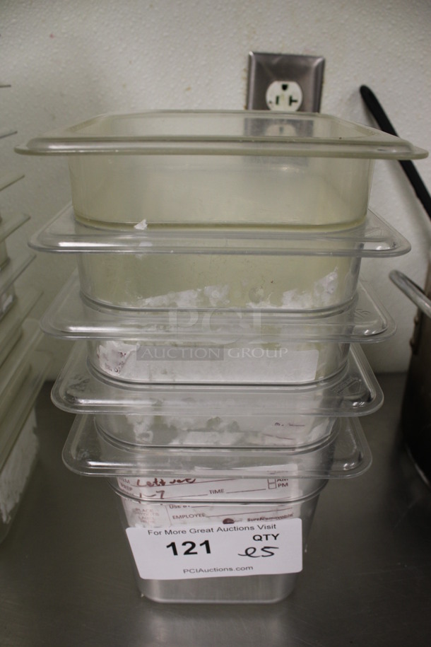 ALL ONE MONEY! Lot of 5 Clear Poly 1/6 Size Drop In Bins! 1/6x6. (kitchen) - Image 1 of 3