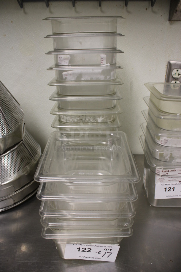 ALL ONE MONEY! Lot of 17 Clear Poly 1/6 Size Drop In Bins! 1/6x4. (kitchen)