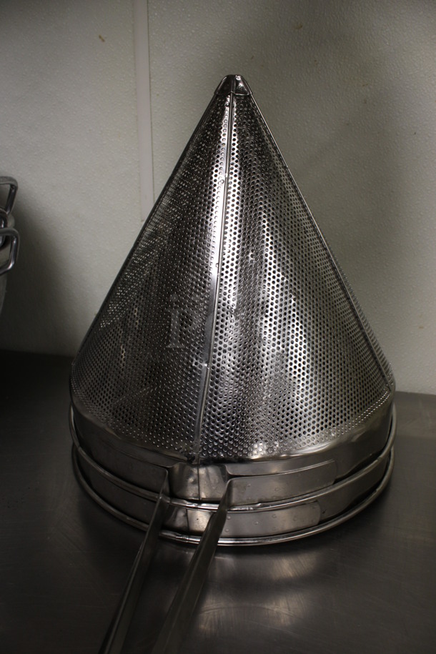 3 Various Stainless Steel China Cap Strainers. Includes 22x12x13, 19x9x10. 3 Times Your Bid! (kitchen) - Image 2 of 3